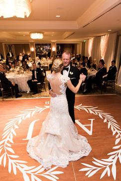 beauriful bride and groom dancing at their reception