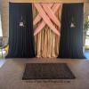 Navy Blue, Gold, and Blush look great together for this backdrop for an Indian Ceremony.